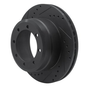 Ford F-350 Super Duty Brake Rotor (1) - Rear Left - R1 Concepts - Drilled & Slotted - Black - `05-`12